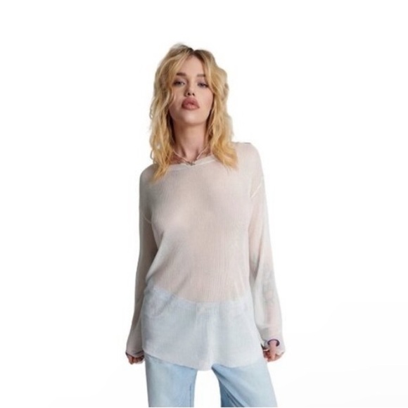 2for30💥‼️One Teaspoon Off White Amity Rib Knit Layering Top S‎ - Picture 1 of 16